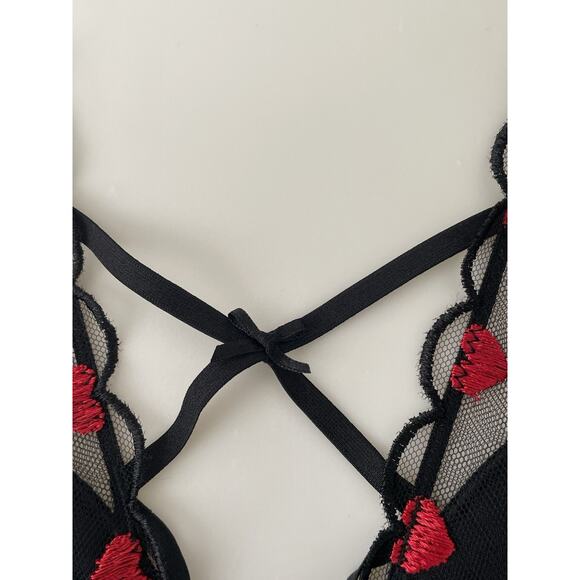 Victoria's Secret Bra Lingerie Bustier Heart Embroidered Mesh Scalloped - Picture 5 of 14